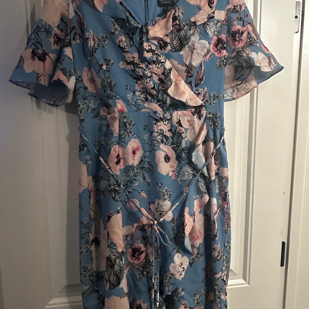 Adrianna Papell Floral Dress in Blue and Pink